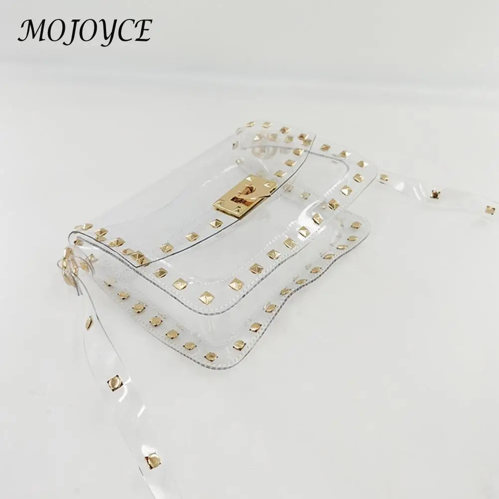 Women Crossbody Bag PVC Square Rivet Handbag Catch Shoulder Bag