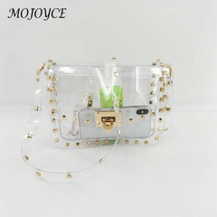 Women Crossbody Bag PVC Square Rivet Handbag Catch Shoulder Bag