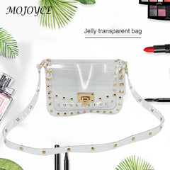 Women Crossbody Bag PVC Square Rivet Handbag Catch Shoulder Bag