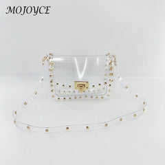 Women Crossbody Bag PVC Square Rivet Handbag Catch Shoulder Bag