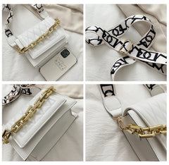 Leather Crossbody Bag with Thick Chain Shoulder Strap