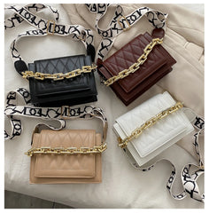 Leather Crossbody Bag with Thick Chain Shoulder Strap