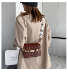 Leather Crossbody Bag with Thick Chain Shoulder Strap
