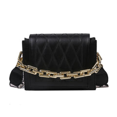 Leather Crossbody Bag with Thick Chain Shoulder Strap