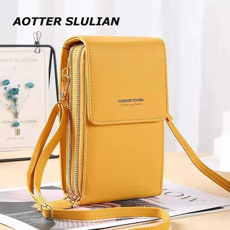 Women Crossbody Bag Mobile Phone Touch Screen Pouch Female Long Wallets