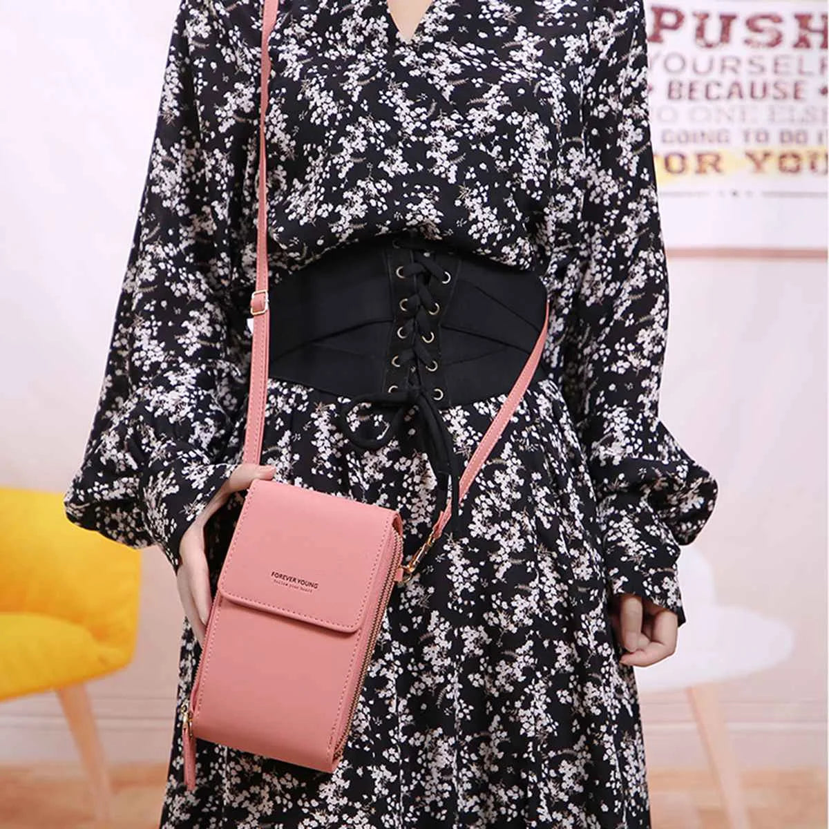Women Crossbody Bag Mobile Phone Touch Screen Pouch Female Long Wallets