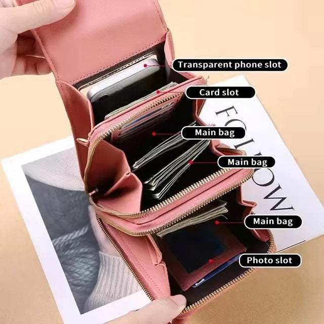 Women Crossbody Bag Mobile Phone Touch Screen Pouch Female Long Wallets