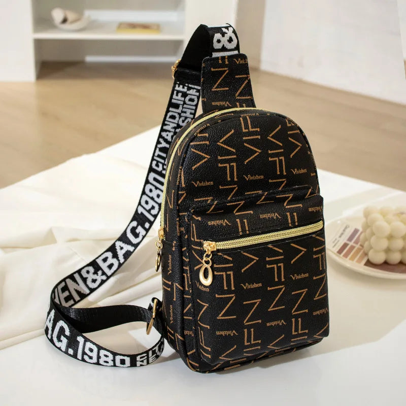 Retro Printing Texture Crossbody Bag Sling Messenger Bag