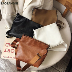Women Crossbody Bag PU Leather Wide Strap Bucket Shoulder Bags