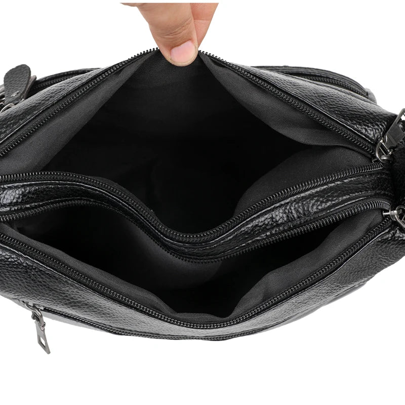 Women Crossbody Bag Soft PU Leather Shoulder Bag Multi-Pocket Mother Bags