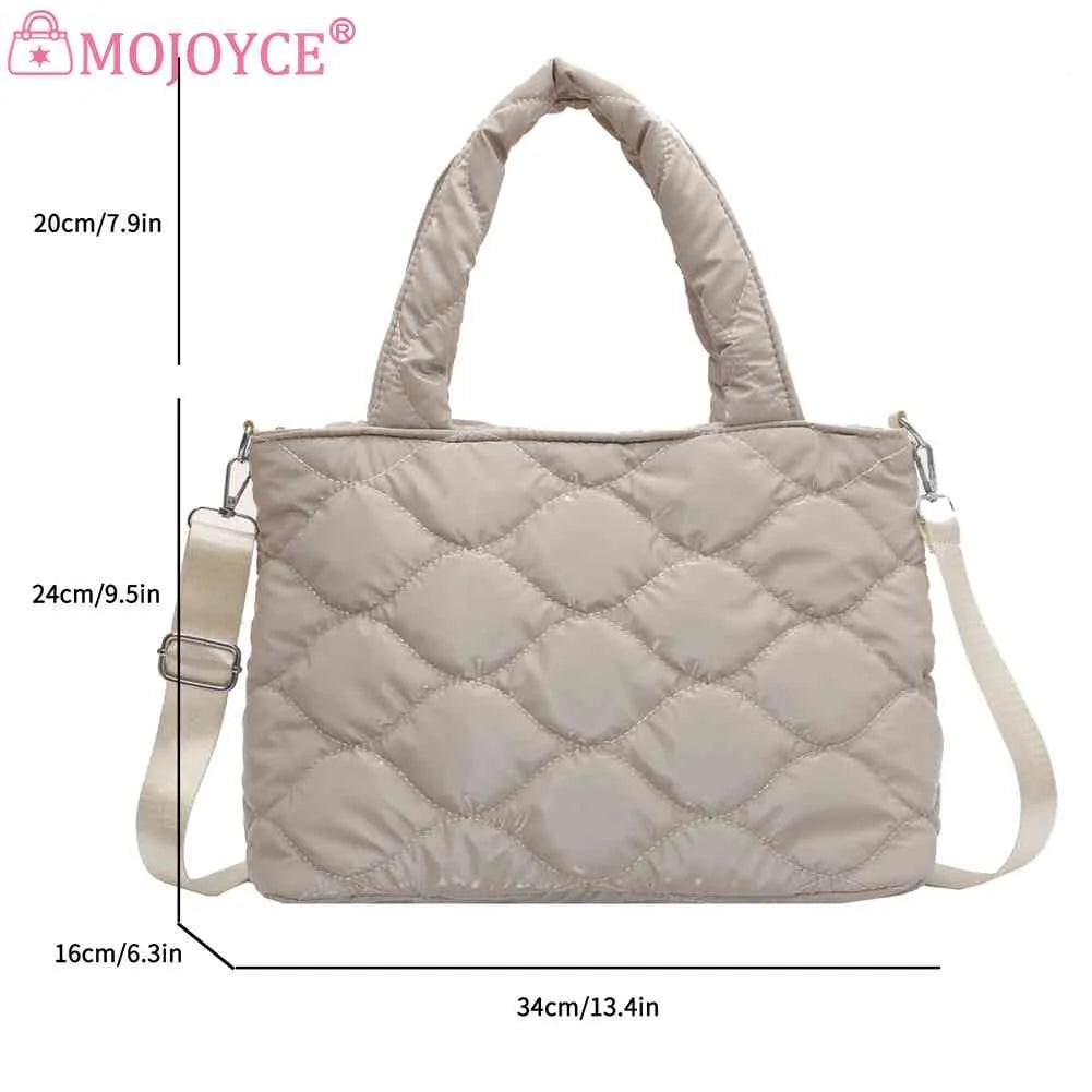 Winter Nylon Crossbody Bag Quilted Ladies Large Tote