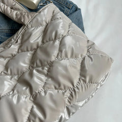 Quilted Winter Crossbody Bag Nylon Large Tote