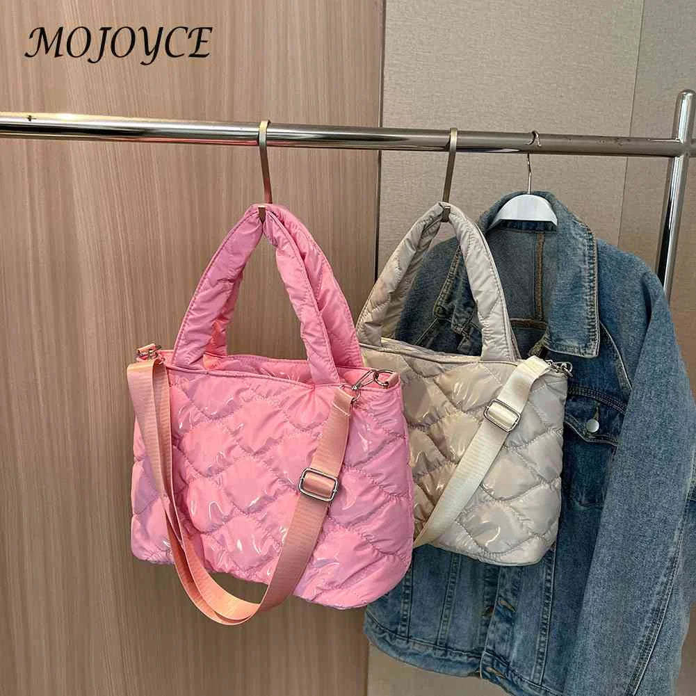Winter Quilted Women's Crossbody Bag Casual Zipper Top-handle Tote