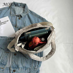 Winter Quilted Women's Crossbody Bag Casual Zipper Top-handle Tote