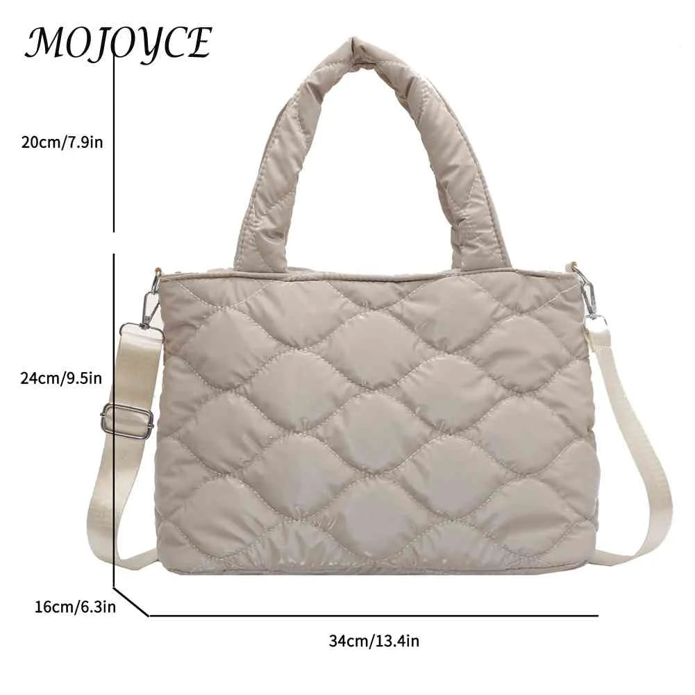 Winter Quilted Women's Crossbody Bag Casual Zipper Top-handle Tote