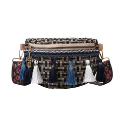 Women Crossbody Bag Tassel Pendant Weaving Decor Messenger Pack Girl Shoulder