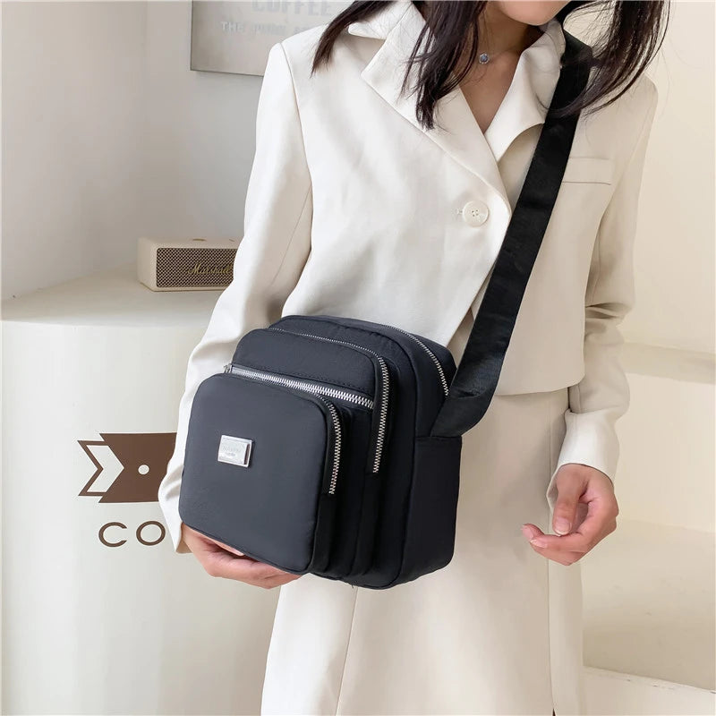 Waterproof Nylon Plaid Crossbody Bag for Women Travel Purse