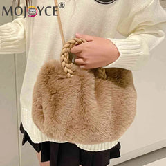 Plush Crossbody Handbag Soft Solid Shopper Travel for Office Lady