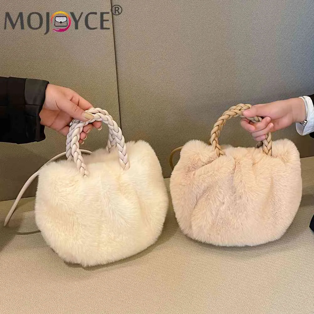 Plush Crossbody Handbag Soft Solid Shopper Travel for Office Lady
