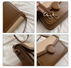 Small Crossbody Bag Patchwork PU Leather Shoulder Handbag Green