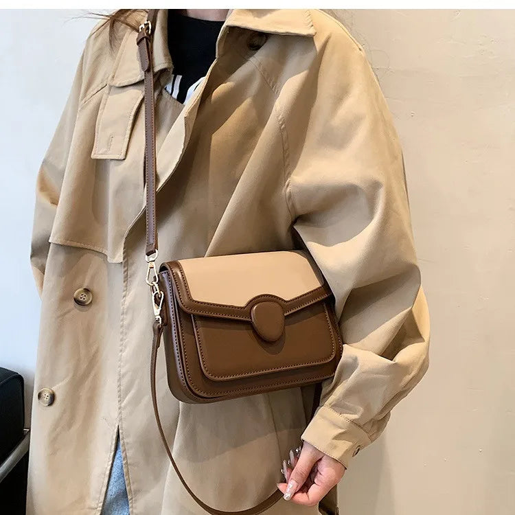 Small Crossbody Bag Patchwork PU Leather Shoulder Handbag Green