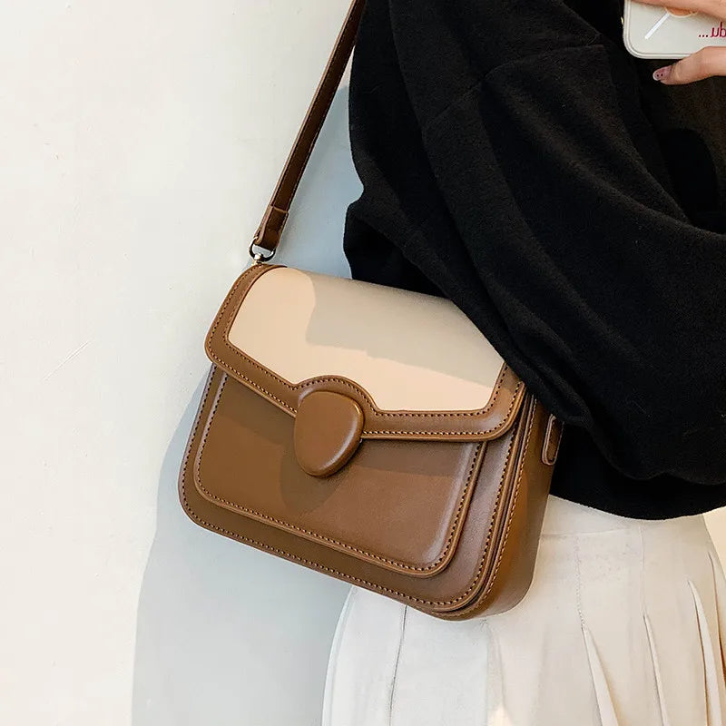 Small Crossbody Bag Patchwork PU Leather Shoulder Handbag Green
