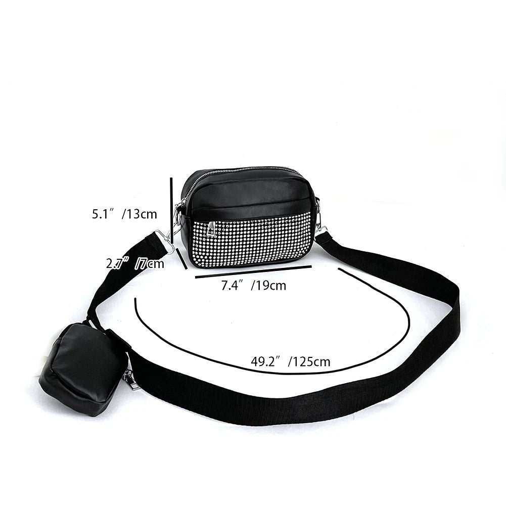 Women Crossbody Bags Rhombus Pattern Leather Combo