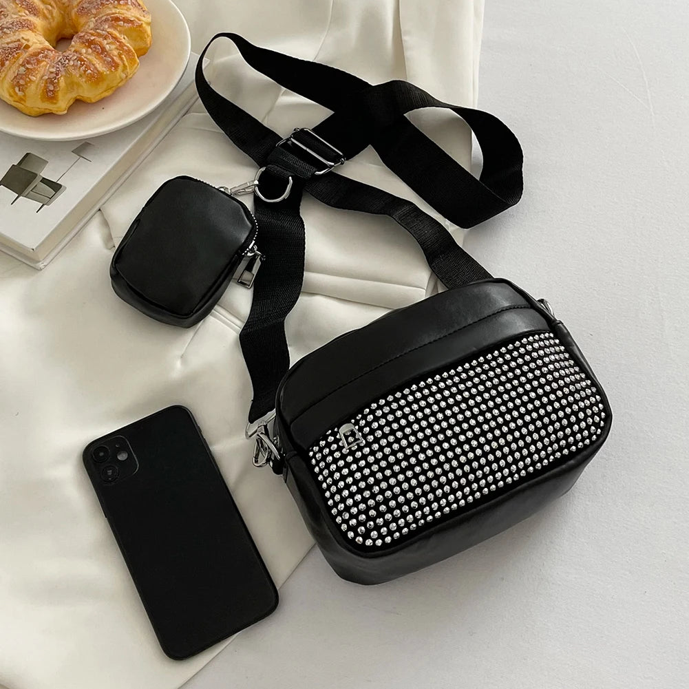 Women Crossbody Bags Rhombus Pattern Leather Combo