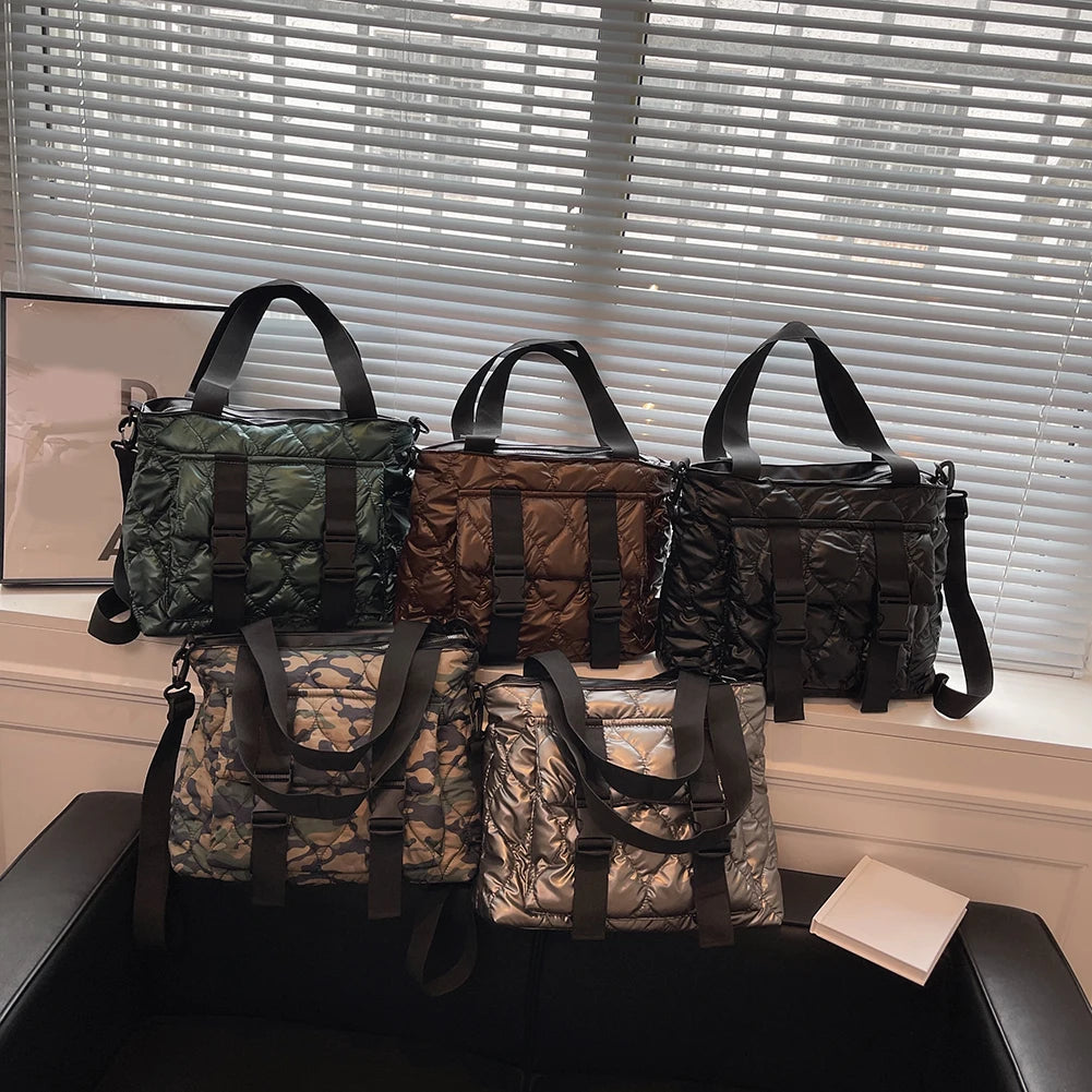 Women Crossbody Bags Cotton Padded Messenger Pouch Waterproof Nylon