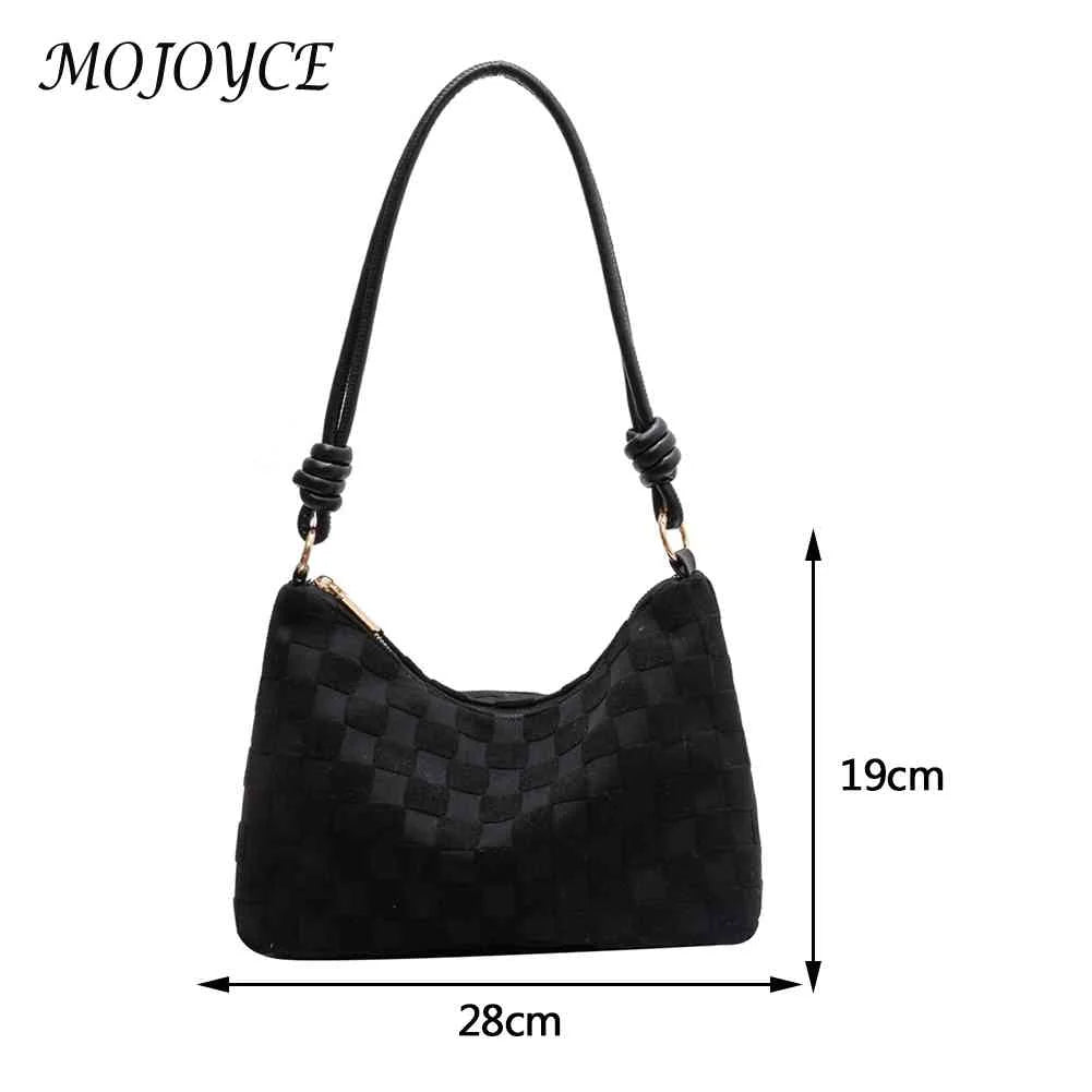 Plaid Crossbody Bag for Women Zipper Closure Portable Messenger Purse