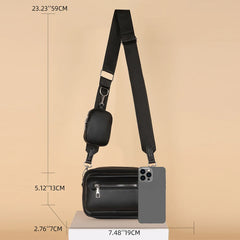 Soft Leather Crossbody Bag with Small Purse for Daily Travel
