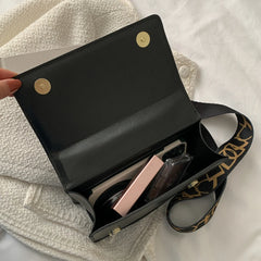 Wide Strap Small Square Crossbody Bag Chain Handbag Solid Color Shoulder Bag