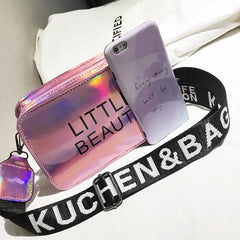 Women Crossbody Bags High Letter Laser Small Square Shoulder PVC Jelly