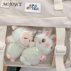 Nylon Crossbody Bag with 2 Plush Dolls - Versatile Book Bag