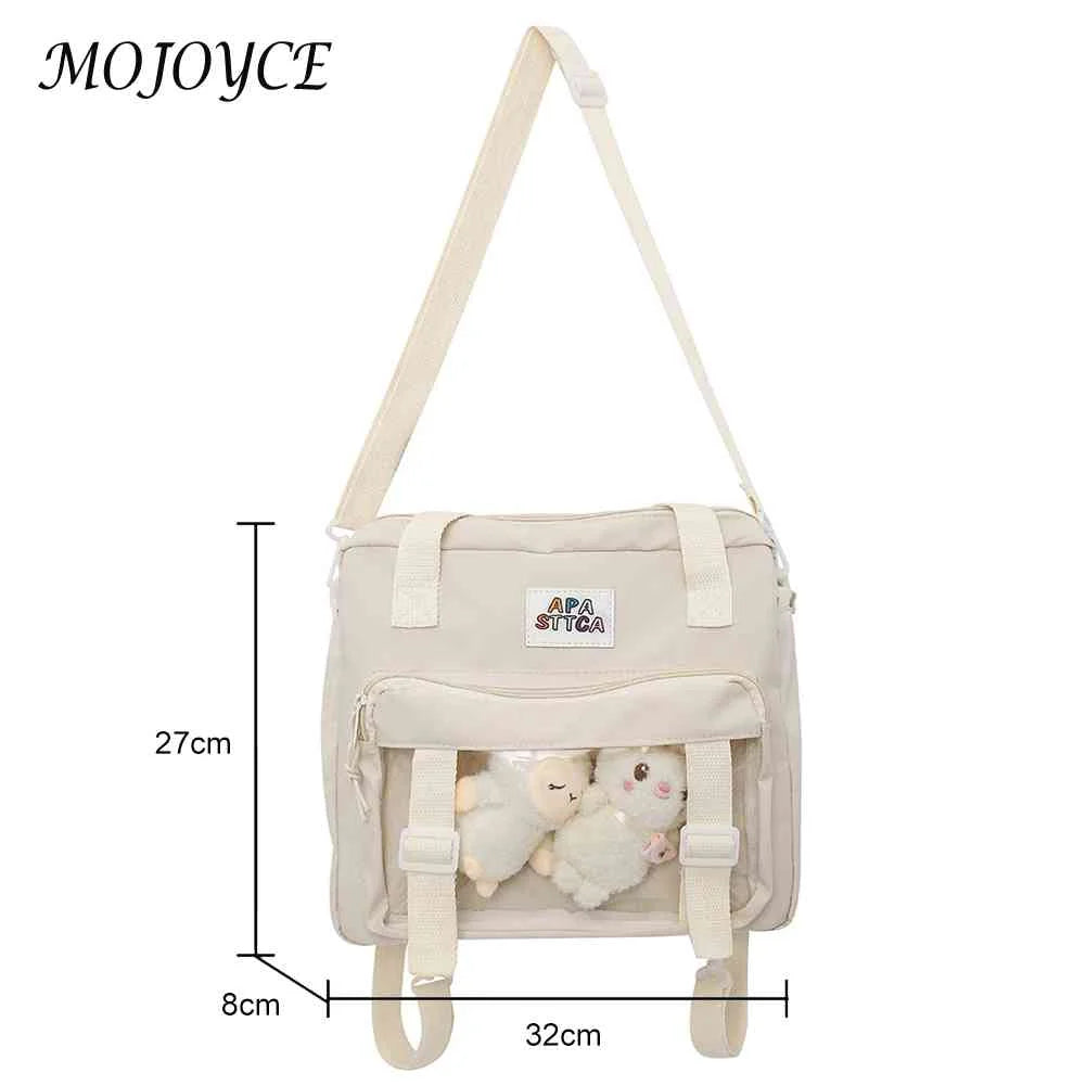 Nylon Crossbody Bag with 2 Plush Dolls - Versatile Book Bag