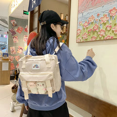 Women Crossbody Bags Nylon Travel Book Bags Large Capacity with 2 Plush Dolls