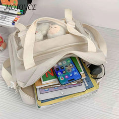 Nylon Crossbody Bag with 2 Plush Dolls - Versatile Book Bag