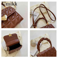 Women Crossbody Bags Pleated Heart Hasp Ladies Hand Bags Casual PU Leather Soft