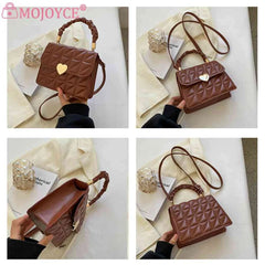 Women Crossbody Bags Pleated Heart Hasp Ladies Hand Bags Casual PU Leather