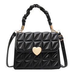 Women Crossbody Bag Heart Hasp Top-handle Casual Soft Quilted Square Tote