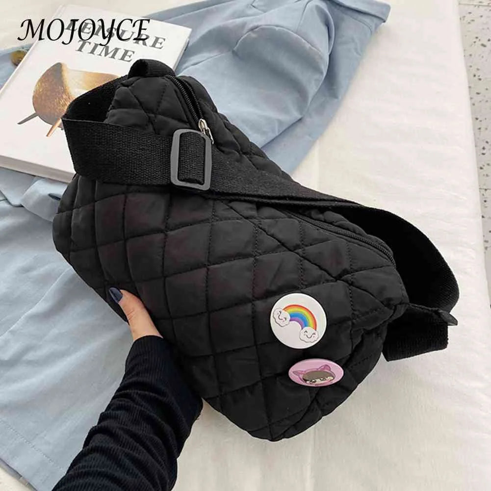 Women Crossbody Bag Quilted Shoulder Bag with Bear Pendant