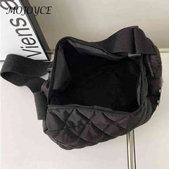 Women Crossbody Bag Quilted Shoulder Bag with Bear Pendant