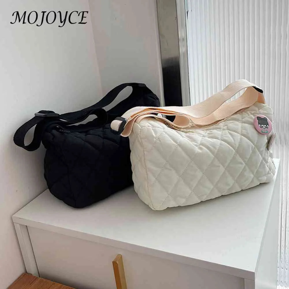 Women Crossbody Bag Quilted Shoulder Bag with Bear Pendant
