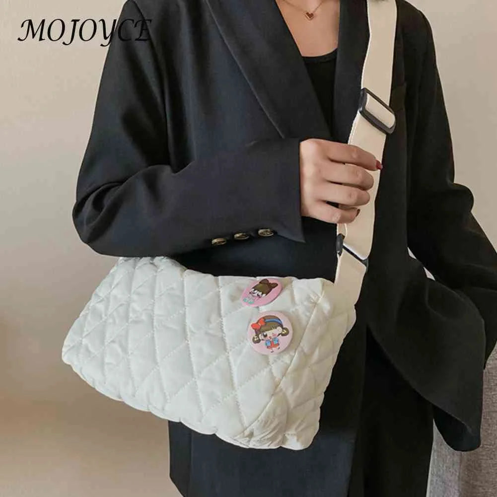 Women Crossbody Bag Quilted Shoulder Bag with Bear Pendant