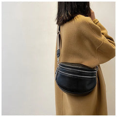 Women Crossbody Shoulder Bag Soft Leather Messenger Bag Wide Strap Saddle Bags