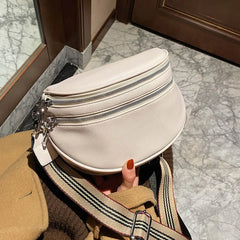 Women Crossbody Shoulder Bag Soft Leather Messenger Bag Wide Strap Saddle Bags
