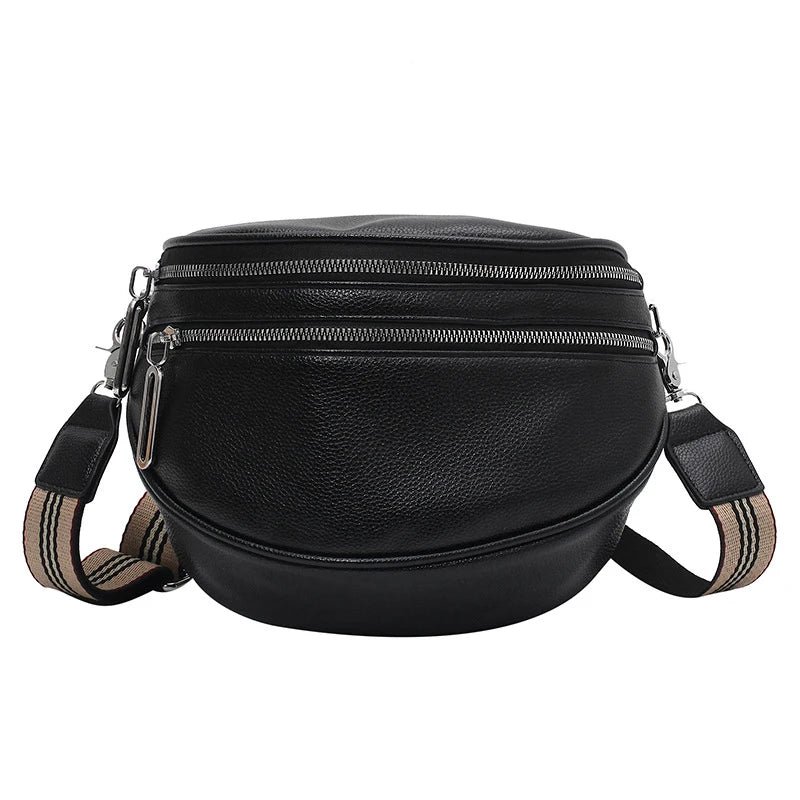 Women Crossbody Shoulder Bag Soft Leather Messenger Bag Wide Strap Saddle Bags