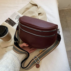 Women Crossbody Shoulder Bag Soft Leather Messenger Bag Wide Strap Saddle Bags