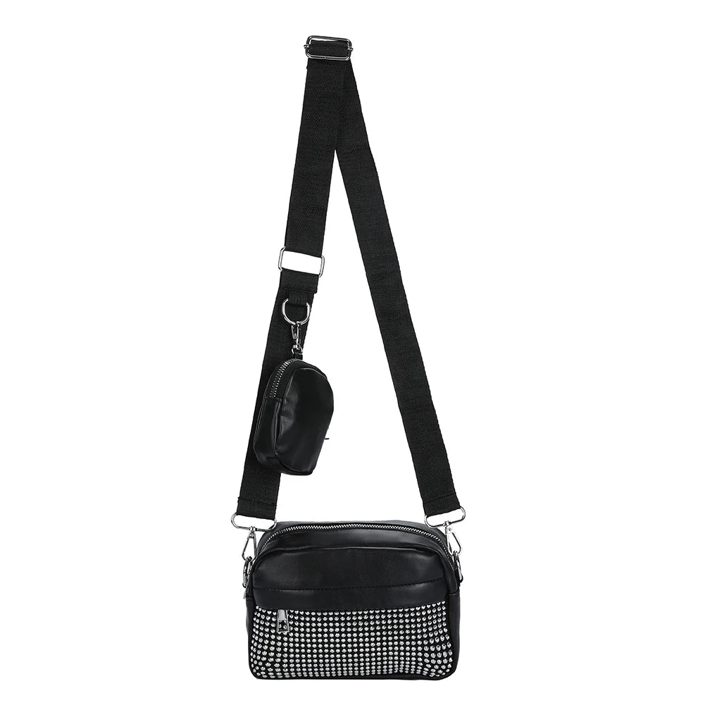 Women Crossbody Handbag 2-in-1 Shoulder Messenger Bag Leather Combo Set