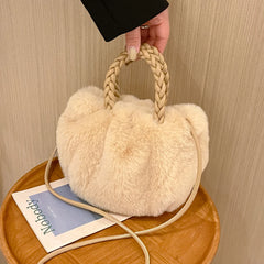 Plush Shoulder Handbag Soft Winter Purse Office Lady Clutches